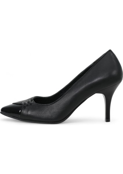 Hakiki Deri Stiletto Siyah Topuklu Ayakkabı - 7,5 Cm İnce Topuk Sivri Burun - El İşçiliği Premium Yumuşak Deri GRS009-SH