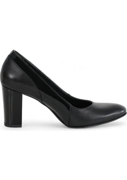 Hakiki Deri Stiletto Topuklu Ayakkabı Siyah - 7,5 Cm İnce Topuk Sivri Burun - Rugan Detaylı El İşçiliği Premium Deri GRS039-SH fırsatları
