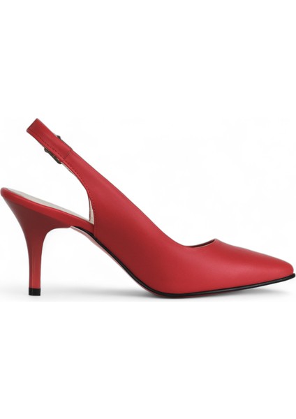 Hakiki Deri Stiletto Sandalet Topuklu Ayakkabı KIRMIZI - 7,5 Cm İnce Topuk Sivri Burun - El İşçiliği Premium Deri GRS048-KZ fiyatları