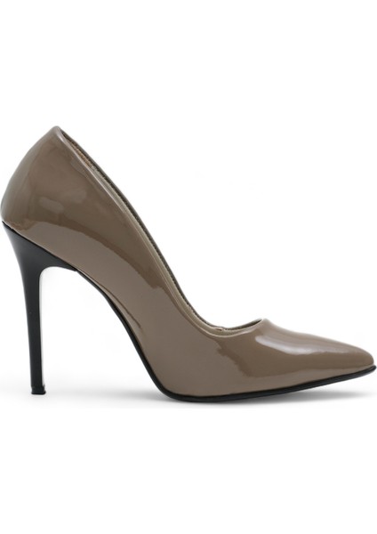 Hakiki Deri Yüksek Stiletto Topuklu Ayakkabı Vizon Rugan - 10,5 Cm İnce Topuk Sivri Burun - El İşçiliği Premium Yumuşak Deri GRS026-VZ fiyatları