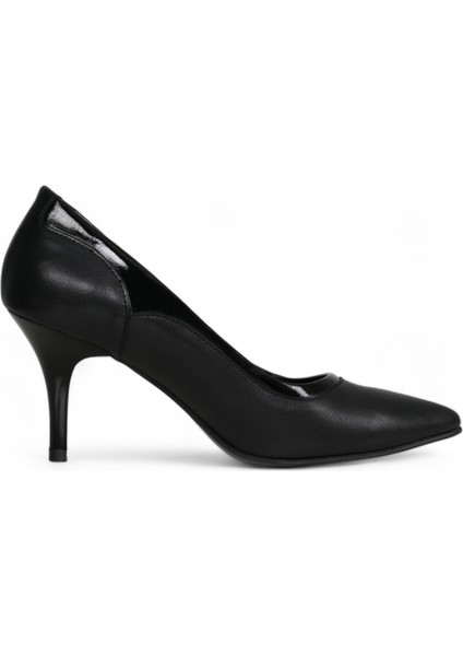 Hakiki Deri Stiletto Topuklu Ayakkabı Siyah - 7,5 Cm İnce Topuk Sivri Burun - Rugan Detaylı El İşçiliği Premium Deri GRS046-SH fiyatları