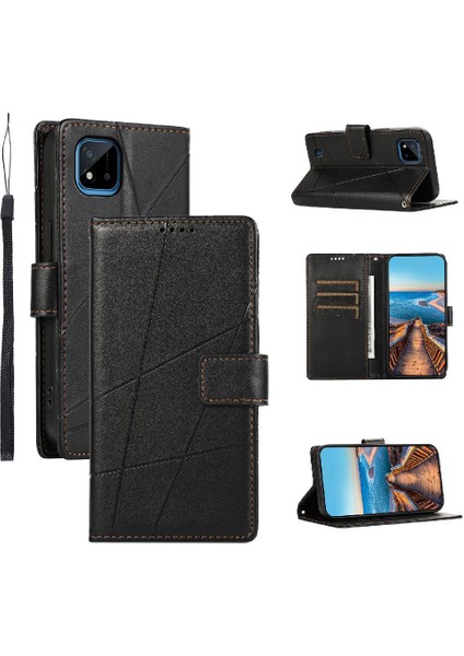 Realme C20 Kickstand Darbeye Şok Emici Üç Kart Için Flip Case (Yurt Dışından)