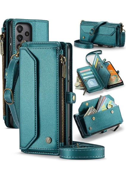 Samsung Galaxy A23 Için Crossbody Durumda 4g/5g Fermuar Faturaları Yuvası Cüzdan Kılıf (Yurt Dışından)