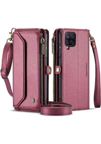Samsung Galaxy A12 5g Için Crossbody Durumda Rfid Engelleme Fermuar Faturaları Yuvası (Yurt Dışından)