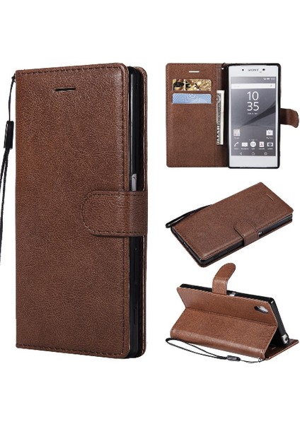 Sony Xperia Z5 Yüksek Kaliteli Deri Klasik Düz Renk ile Flip Case (Yurt Dışından)