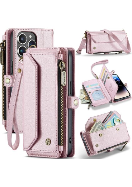 Iphone 14 Için Crossbody Durumda Pro Max Fermuar Faturaları Yuvası Durumda Cüzdan Kartı (Yurt Dışından)
