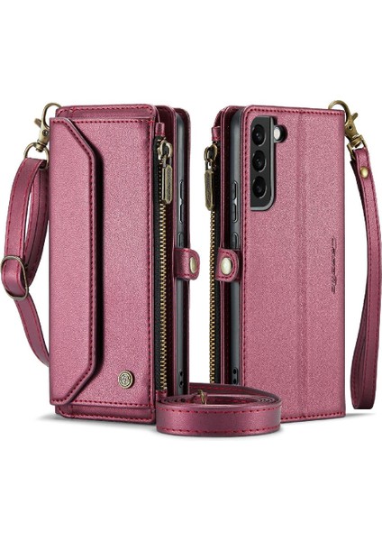 Samsung Galaxy S22 Fermuar Faturaları Yuvası Durumda Cüzdan Kartı Için Crossbody Durumda (Yurt Dışından)