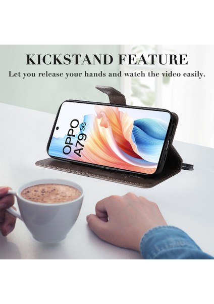 Oppo A79 5g Manyetik Kapak Için Kılıf Pu Deri Darbeye Kapak Kart ile (Yurt Dışından)