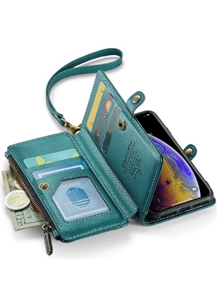 Iphone x Için Crossbody Durumda/xs Durumda Cüzdan Fermuar Faturaları Yuvası Kart Tutucu (Yurt Dışından)