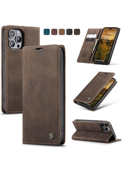 Iphone 14 Için Flip Case Pro Max Vintage Pu Deri Cüzdan Manyetik Kapatma (Yurt Dışından)