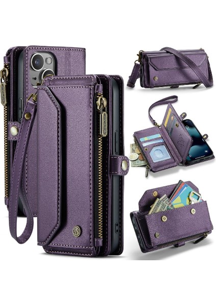 Kadınlar Için iphone 13 Mini Fermuar Faturaları Yuvası Cüzdan Kılıf Için Crossbody Durumda (Yurt Dışından)