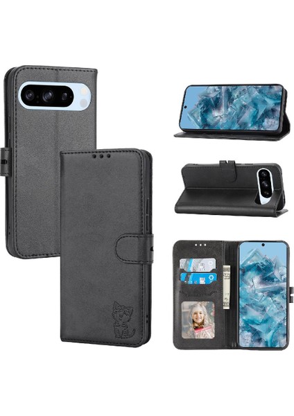 Google Pixel 9 Pro Kickstand Için Cüzdan Kılıf Tüm Yuvarlak Koruma Kartı (Yurt Dışından)