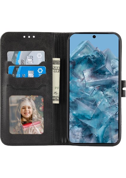 Google Pixel 9 Pro Kickstand Için Cüzdan Kılıf Tüm Yuvarlak Koruma Kartı (Yurt Dışından)
