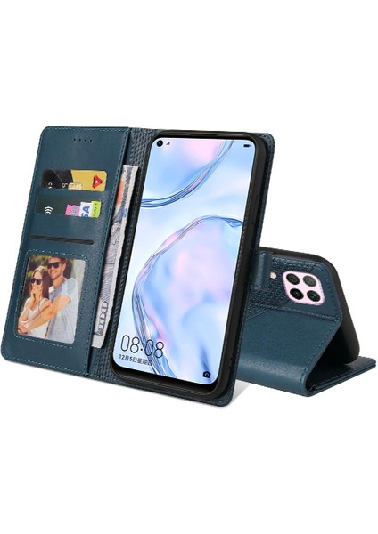Huawei P40 Lite Darbeye Üç Kart Yuvaları Premium Deri Için Flip Case (Yurt Dışından)