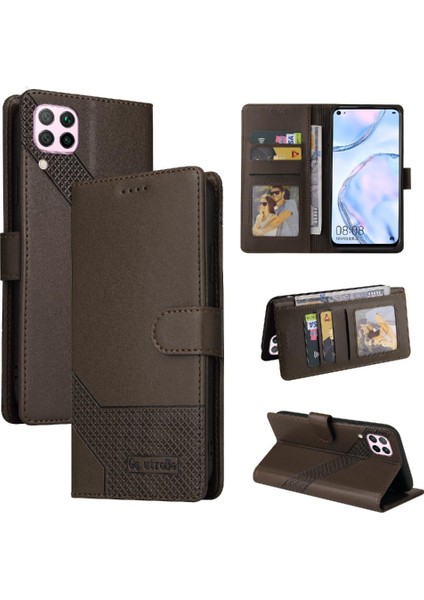 Huawei P40 Lite Darbeye Üç Kart Yuvaları Premium Deri Için Flip Case (Yurt Dışından)