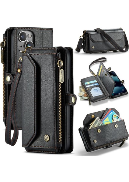 Kadınlar Için iphone 13 Mini Fermuar Faturaları Yuvası Cüzdan Kılıf Için Crossbody Durumda (Yurt Dışından)