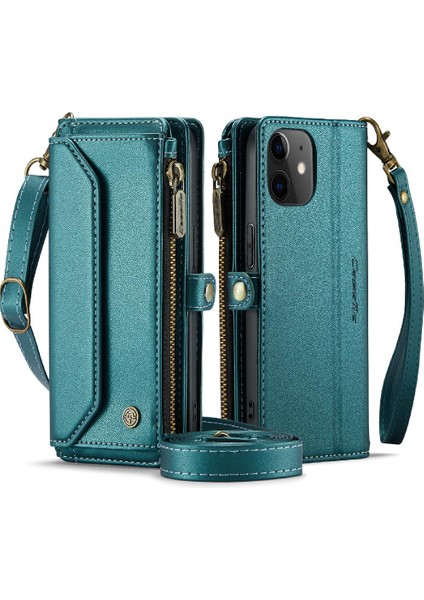 Iphone 12 Için Crossbody Durumda Mini Rfid Engelleme Durumda Cüzdan Cüzdan Durumda (Yurt Dışından)