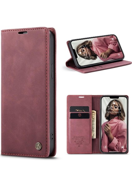 Iphone 13 Için Flip Case Pro Max Durumda Kart Yuvası Kickstand Manyetik Kapatma (Yurt Dışından)