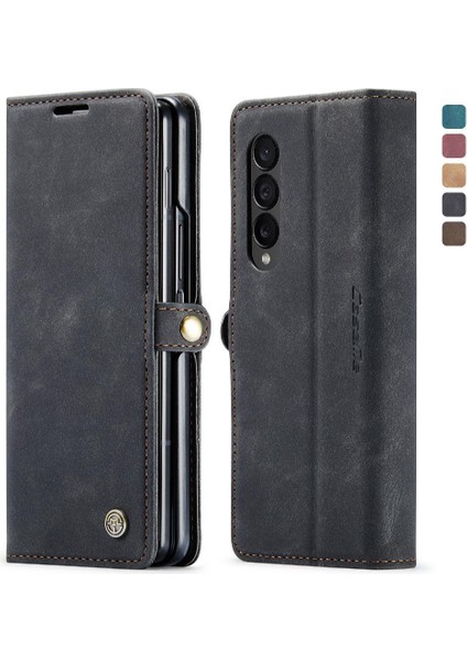 YH Mall Samsung Galaxy Z Için Flip Case Fold 4 5g Vintage Pu Deri Cüzdan Kılıf (Yurt Dışından)