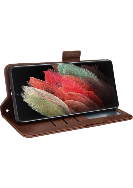 Samsung Galaxy S21 Ultra Pu Deri Yan Toka Kart Yuvaları Tutucu (Yurt Dışından) modelleri
