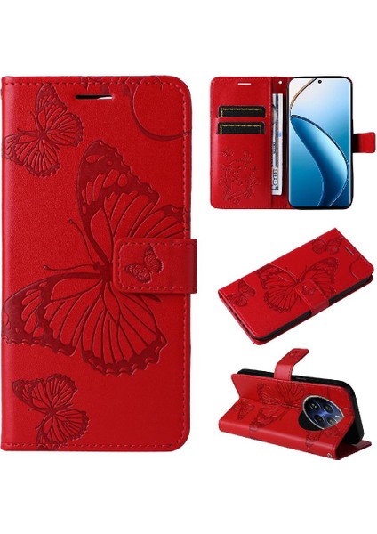 Kart Yuvası Standı ile Realme 12 Pro Artı Pu Deri Kılıf Kickstand Çevirin (Yurt Dışından)