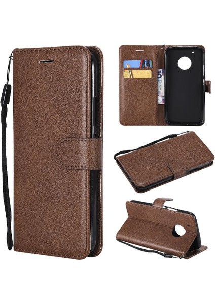 Motorola Moto G5 Artı Kart Yuvası ile Klasik Düz Renk Için Flip Case (Yurt Dışından)
