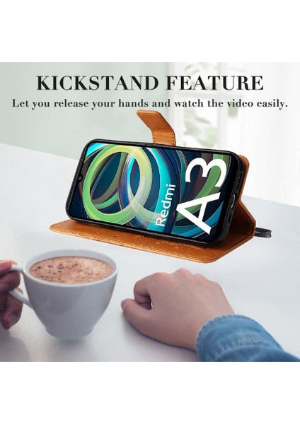 Xiaomi Redmi A3 Darbeye Kapak Pu Deri Manyetik Kapak Çevirin (Yurt Dışından) modelleri