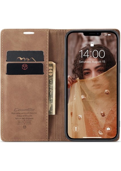 Iphone 13 Için Flip Case Kart Yuvası Kickstand Manyetik Kapatma Vintage (Yurt Dışından) fırsatları