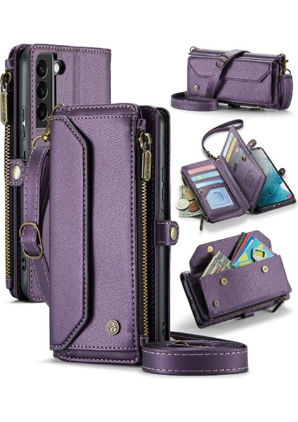 Samsung Galaxy S22 Artı Kılıf Için Crossbody Durumda Cüzdan Fermuar Faturaları Yuvası (Yurt Dışından)
