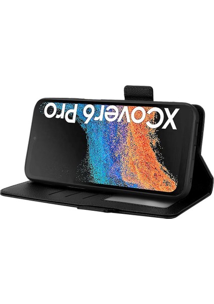 Samsung Galaxy Xcover6 Pro Pu Deri Manyetik Kart Yuvaları Tutucu (Yurt Dışından)