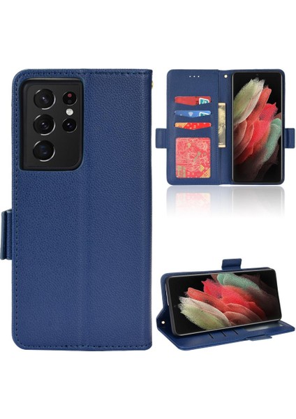 Samsung Galaxy S21 Ultra Pu Deri Yan Toka Kart Yuvaları Tutucu (Yurt Dışından)