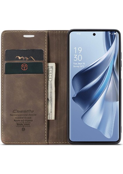 Manyi Mall Oppo Oppo 10 Pro 5g Için Flip Case Vintage Pu Deri Cüzdan Kılıf Kart Yuvası (Yurt Dışından)