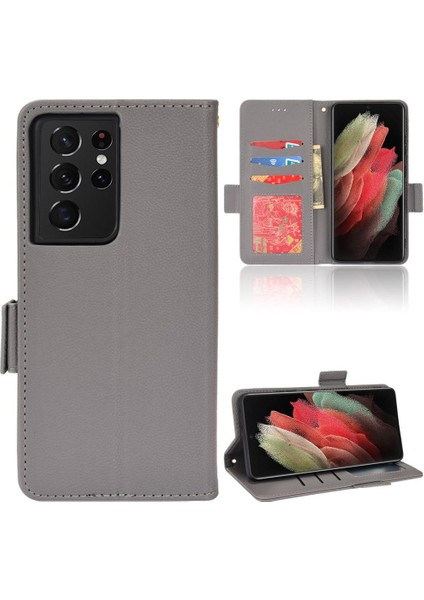 Samsung Galaxy S21 Ultra Pu Deri Yan Toka Kart Yuvaları Tutucu (Yurt Dışından)