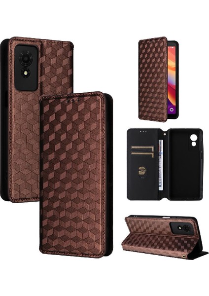 Tcl 501 4g Pu Deri Manyetik Kapatma 3D Desen Cüzdan Kartı Için Kılıf (Yurt Dışından)