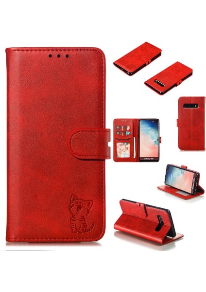 Samsung Galaxy S10E Tüm Yuvarlak Koruma Kickstand Kart Için Cüzdan Kılıf (Yurt Dışından)