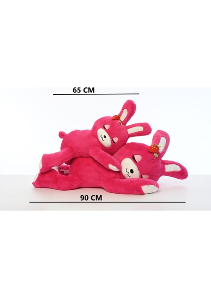 Pufu Toys Peluş Çilekli Uzanan Tavşan (90 Cm)