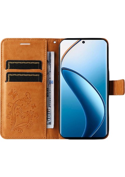 Kart Yuvası Standı ile Realme 12 Pro Artı Pu Deri Kılıf Kickstand Çevirin (Yurt Dışından)
