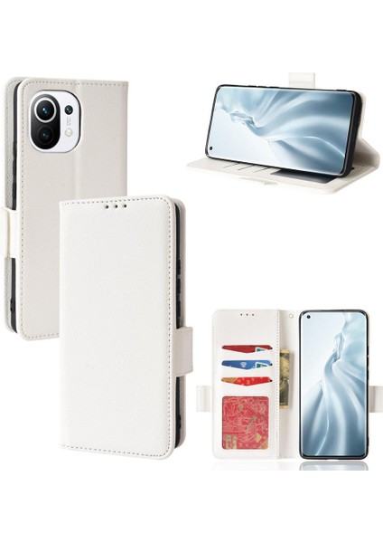 Xiaomi Mi 11 Için Kılıf Yan Toka Manyetik Pu Deri Cüzdan Kart Yuvaları (Yurt Dışından)