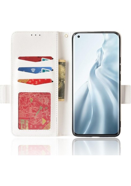 Xiaomi Mi 11 Için Kılıf Yan Toka Manyetik Pu Deri Cüzdan Kart Yuvaları (Yurt Dışından)