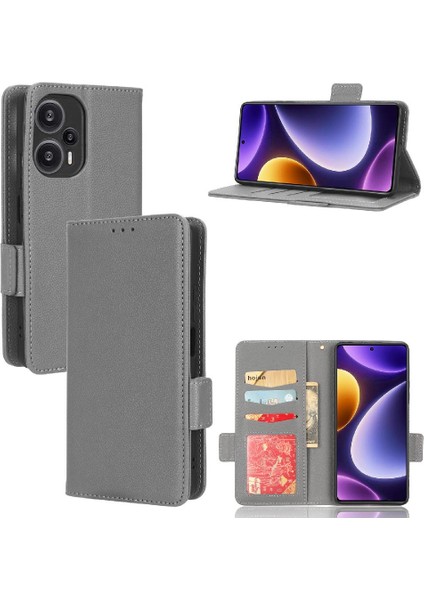 Xiaomi Poco F5 5g Için Kılıf Cüzdan Kart Yuvaları Tutucu Yan Toka Manyetik (Yurt Dışından) modelleri
