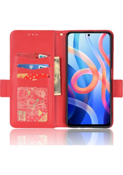 Xiaomi Poco M4 Pro 5g Pu Deri Yan Toka Cüzdan Kart Yuvaları (Yurt Dışından)