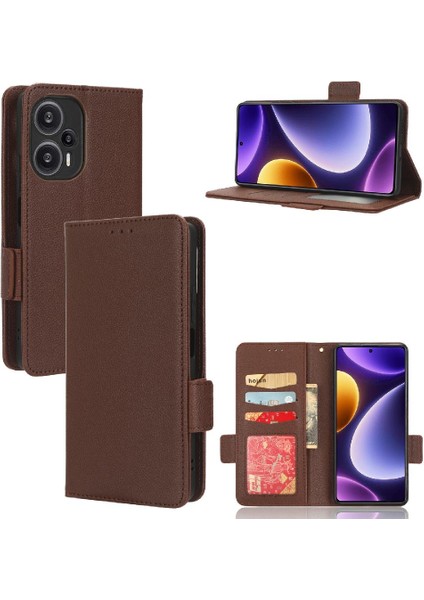 Xiaomi Poco F5 5g Için Kılıf Cüzdan Kart Yuvaları Tutucu Yan Toka Manyetik (Yurt Dışından)