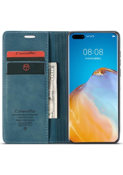 Manyi Mall Huawei P40 Pro Flip Folio Kitap Kılıf Için Flip Case Kart Yuvası Kickstand Pu (Yurt Dışından)