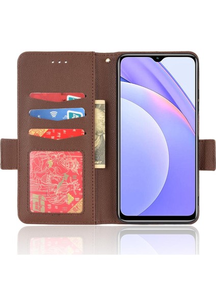 Xiaomi Redmi Için Kılıf 9t Manyetik Pu Deri Kart Yuvaları Tutucu Cüzdan Yan (Yurt Dışından)