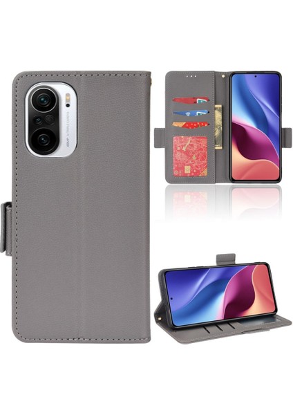 Xiaomi Poco F3 Yan Toka Manyetik Kart Yuvaları Tutucu Pu Deri Kılıf (Yurt Dışından)