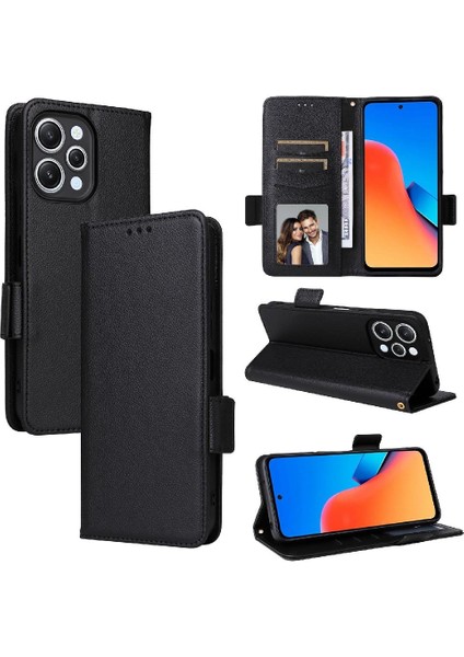 Xiaomi Redmi Için 12 4g Yan Toka Pu Deri Manyetik Kart Yuvaları (Yurt Dışından)