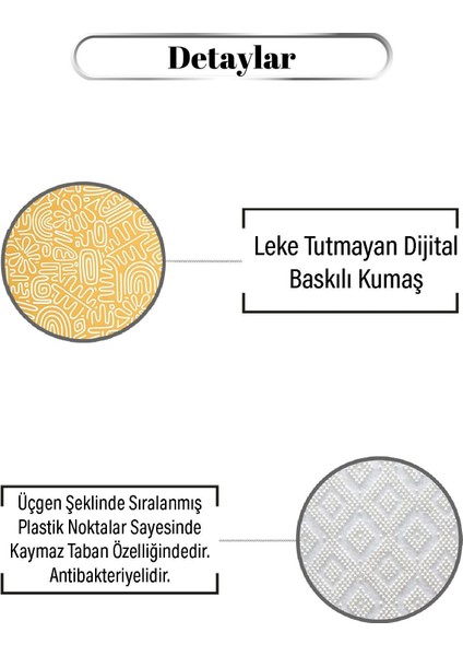 Sarı Beyaz Dağınık Desen Dijital Baskılı Kaymaz Zenit Halı