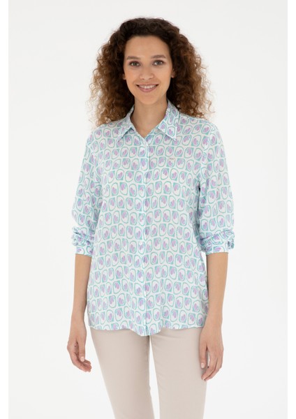 Kadın Mint Gömlek Desenli 50280963-VR090