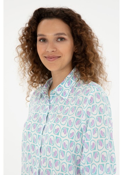 Kadın Mint Gömlek Desenli 50280963-VR090 fiyatları