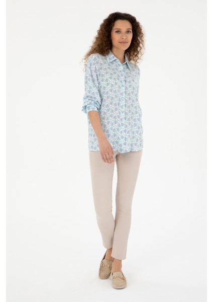 Kadın Mint Gömlek Desenli 50280963-VR090 fırsatları